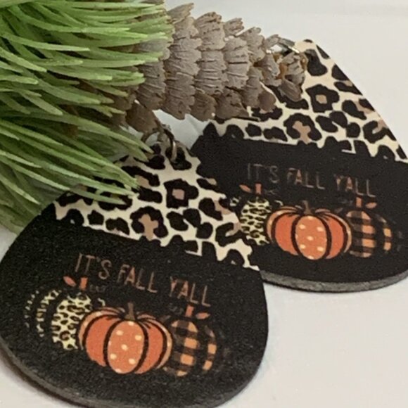 Fall Earring, Leopard Print Earring, Pumpkin Earring, Thanksgiving Earring, Fall - Picture 6 of 7